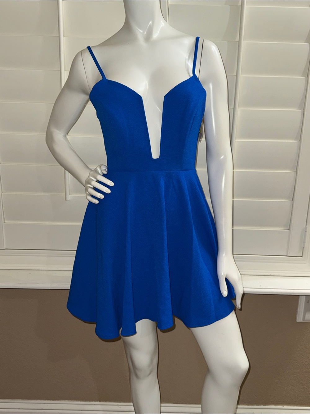 NAVEN Cobalt Blue Fit & Flare Mini Dress